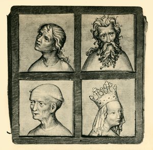Esboços de cabeças, início do século XV, 1943. de Unbekannt