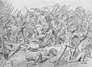 Sócrates na Batalha de Potidaea, 432 aC 1908 de Unbekannt