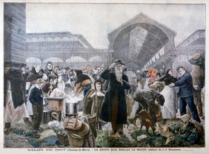 Suporte de sopa no mercado Les Halles pela manhã, 1897 de Unbekannt
