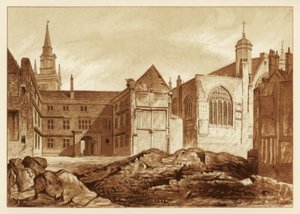 Vista sudeste da Guildhall Chapel e Blackwell Hall, cidade de Londres, 1886 de Unbekannt