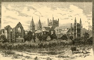 Igreja de Southwell e ruínas do palácio, 1898. de Unbekannt