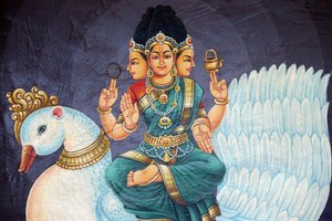 Templo hindu do Sri Mariamman. Deidade Hindu. Sri Bramhi. Singapura de Unbekannt