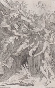 São Carlo Borromeo cercado por anjos, 1650-70. de Unbekannt