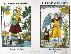 São Cristóvão e um anjo da guarda, século XIX de Unbekannt