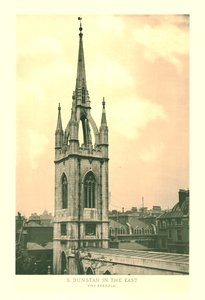 St Dunstan no leste, The Steeple, meados do século XIX. de Unbekannt