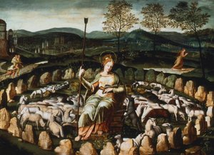 St Genevieve gardant ses moutons St Genevieve assistindo seu rebanho, século XVI de Unbekannt