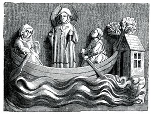 St Julian e St Basilissa, sua esposa, transportando Cristo em seu barco, século XIII 1870 de Unbekannt