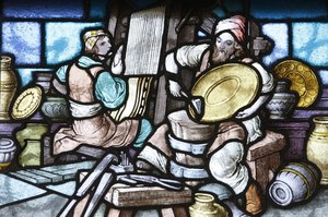 Vidro manchado: edifício do templo de Jerusalém, Budapeste, Hongrie de Unbekannt