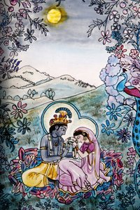 Vidro manchado no templo Iskcon: Krishna e Rada, Londres, Grande-Bretagne de Unbekannt