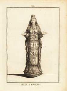 Estátua de Diana de Éfeso, Ártemis de Éfeso, com os seios nus e o corpo envolto num pilar decorado de Unbekannt