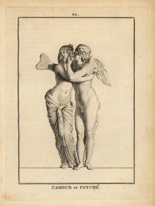 Estátua do deus grego do amor Eros e da princesa mortal Psyche beijando de Unbekannt