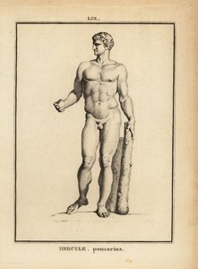 Estátua de Hércules Pomarius, herói e deus romano, com um grande clube de Unbekannt