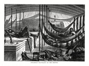 Barco a vapor viajando no Orinoco, América do Sul, 1877 de Unbekannt