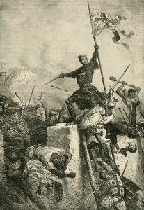 Ataque de Constantinopla por Baldwin, Conde de Flandres, 1204, 1890. de Unbekannt