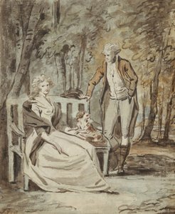 Estudo para um retrato: uma dama e um cavalheiro em um parque, ca. 1780. de Unbekannt
