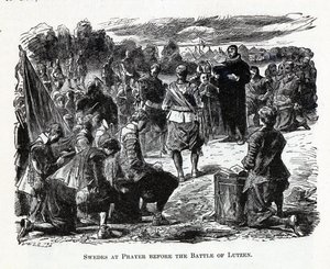 Suecos em oração antes da batalha de Lützen, 1882 de Unbekannt