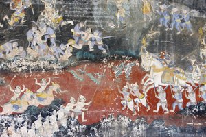 Sylver Pagoda Este mural retrata cenas do Reamker que é o cambojano, ou Khmer, versão do clássico poema hindu Ramayana, Phnom Penh, Camboja de Unbekannt