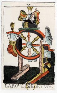 Carta de tarô da roda da fortuna, Noblet Tarot, século XVII. de Unbekannt