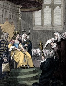 O Ato de União entre Inglaterra e Escócia sendo lido diante da Rainha Anne, 1826 de Unbekannt