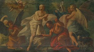 O batismo de Cristo no rio Jordão de Unbekannt
