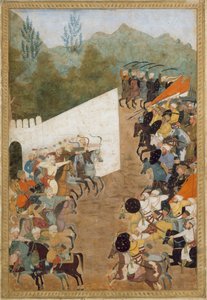 A Batalha de Shahbarghan, Folio de uma Padshahnama Chronicle of the Emperor, século XVII. de Unbekannt