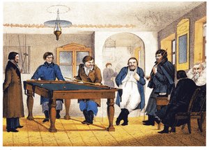 A sala de bilhar, início do século XIX. de Unbekannt