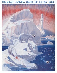 A Aurora brilhante ilumina o norte gelado, 1935 de Unbekannt
