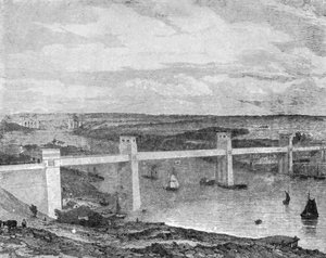 A ponte tubular Britannia através do estreito de Menai, 1850 ..., 1901. de Unbekannt