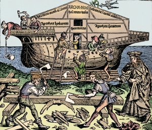 O edifício da arca supervisionado por Noé, 1493, 1903 de Unbekannt