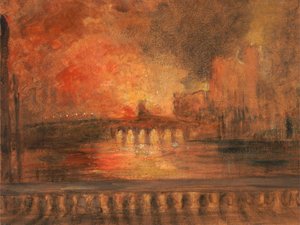 O Incêndio das Casas do Parlamento,Incêndio na Câmara dos Comuns, ca. 1834. de Unbekannt