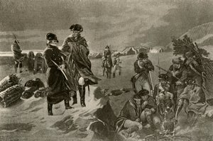 O acampamento em Valley Forge. Mantos de oficiais e cobertores holandeses para soldados, c1777, 1937. de Unbekannt