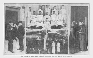 Os Chefs do Titanic Perdido e Visitantes dos Escritórios White Star, em 20 de abril de 1912. de Unbekannt