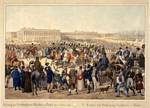 O exército da Coalizão entra em Paris em 31 de março de 1814, início do século XIX. de Unbekannt