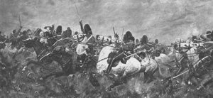 A Guerra da Criméia, 1854-56: O comício dos escoceses cinzentos ... em Balaclava, 1901. de Unbekannt