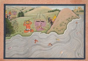 O demônio Marichi tenta dissuadir Ravana ... de uma série dispersa de Ramayana, ca. 1780 de Unbekannt