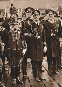 O duque de York e o príncipe Henry dando as boas-vindas ao príncipe de Gales em Portsmouth, 1925 de Unbekannt