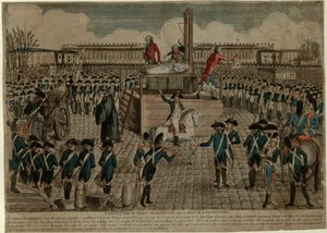 A Execução de Maria Antonieta no Lugar da Revolução em 16 de outubro de 1793, c. 1793. de Unbekannt