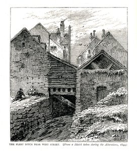 O Fleet Ditch perto de West Street, durante alterações, 1844 de Unbekannt