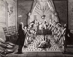 A cerimônia de iniciação dos maçons franceses, século XVIII de Unbekannt