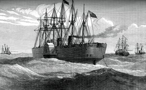 O Great Eastern tocando o cabo telegráfico do Atlântico, c1865, c1880 de Unbekannt