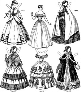 A Grande Galeria de Trajes Britânicos: algumas modas femininas de 1843 a 1893, c1934 de Unbekannt