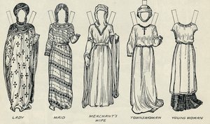 A Grande Galeria de Trajes Britânicos: Vestidos Variados Usados em Norman Times, c1934 de Unbekannt