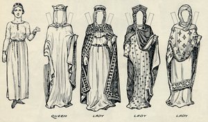 A Grande Galeria de Trajes Britânicos: Vestidos Variados Usados em Norman Times, c1934 de Unbekannt