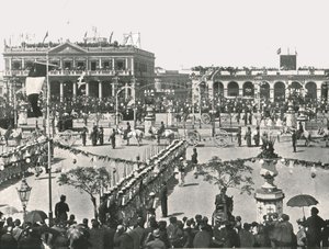 A grande praça em um dia de festa, Montevidéu, Uruguai, 1895. de Unbekannt