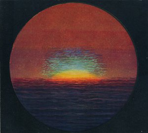 O flash verde ao pôr do sol, a mais rara cor prismática refratada pela atmosfera, c1935 de Unbekannt