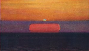 O flash verde ao pôr do sol, a mais rara cor prismática refratada pela atmosfera, c1935 de Unbekannt