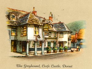 O galgo, castelo de Corfe, Dorset, 1936. de Unbekannt