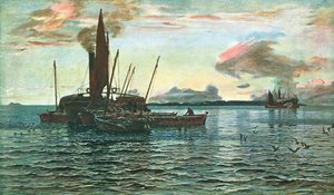 O mercado de arenques no mar no Loch Fyne, Argyll, 1884, c1902. de Unbekannt