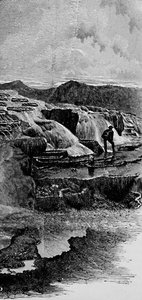 As fontes termais perto do rio Gardiners, 1883 de Unbekannt