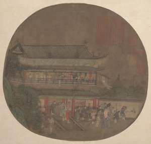 O Imortal Lü Dongbin Aparecendo sobre o Pavilhão Yueyang, final do século XIII e início do século XIV. de Unbekannt